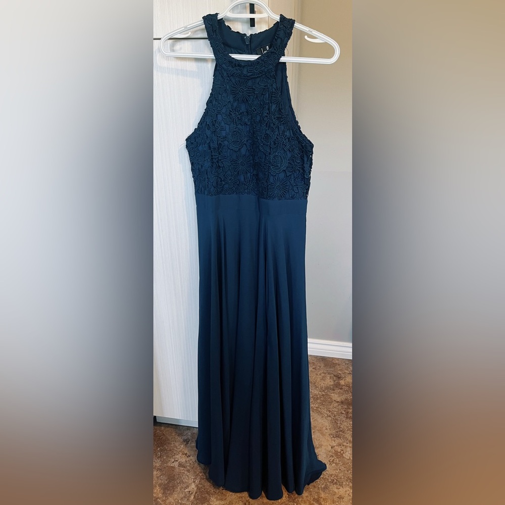 Lulu's Navy Blue Halter Neckline Bridesmaid Dress